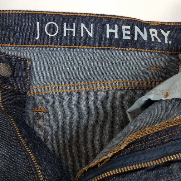 John Henry Dark Wash Relaxed Fit Slim Straight Cotton Blue Jeans - Picture 4 of 8